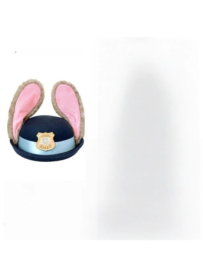 Zootopia Rabbit Officer Cosplay Hat for Adults 57cm Cute Bunny Ear Police Hat with Detailed Badge Cosplay Accessory Stylish Fashion Statement for Zootopia Fans - Image 2